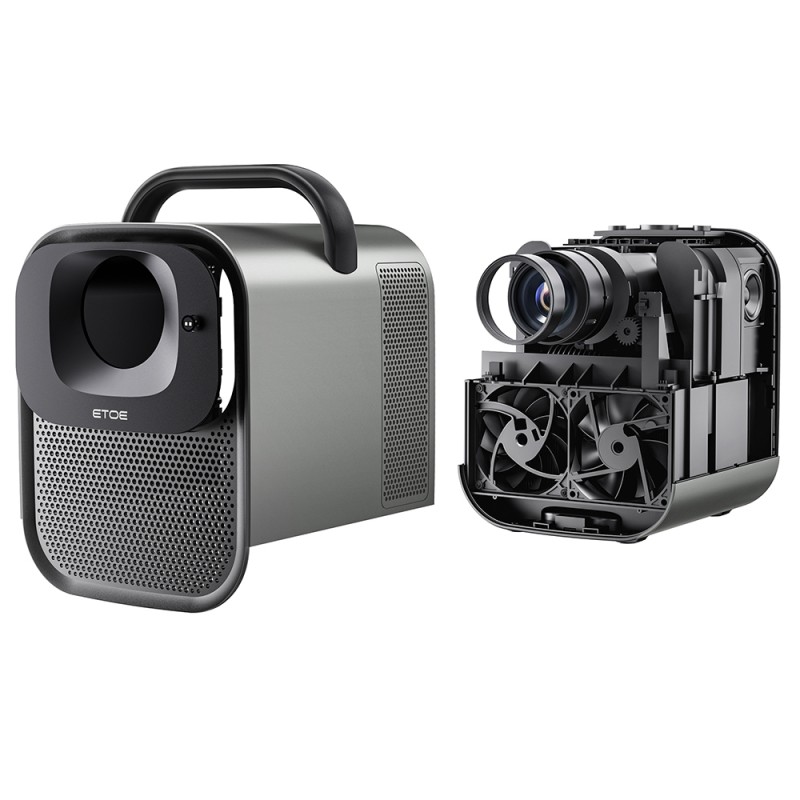 ETOE Seal Pro Projector, 1000 ANSI, Native 1080P, Google TV - Black
