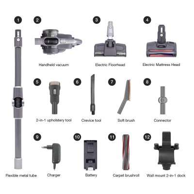 JIMMY  H10 Flex Cordless Handheld Vacuum Cleaner, 245AW Suction, 4 Cleaning Modes - Silver